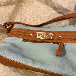 Rosetti Light Blue and Tan Shoulder Bag